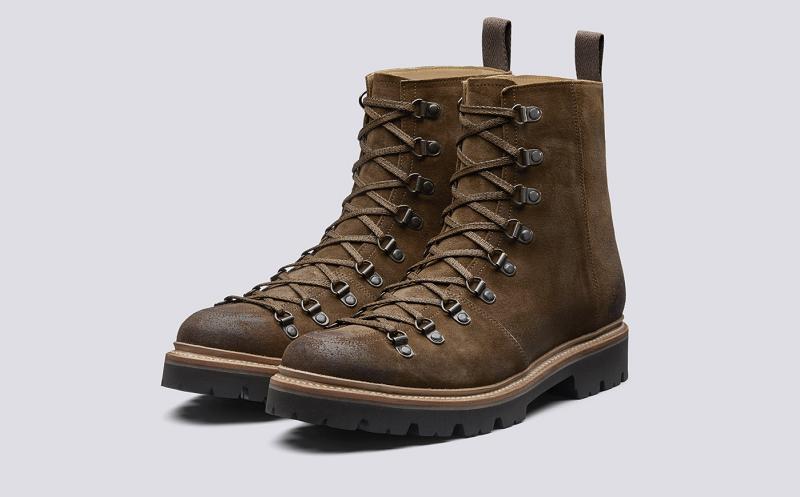 Grenson Brady Mens Hiker Boots - Brown Suede Commando Sole ZR3426